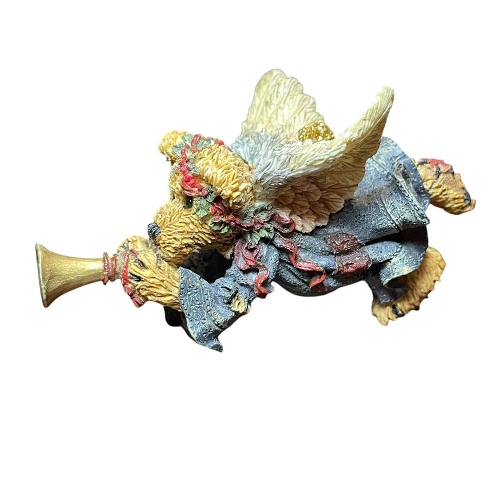 Boyd's Bearstone 1993 Christmas Ornament Faith Angel Bear Trumpet 211228 Vintage